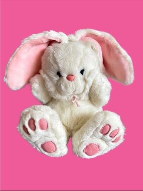 Fluffy White Seated Easter Bunny Plush